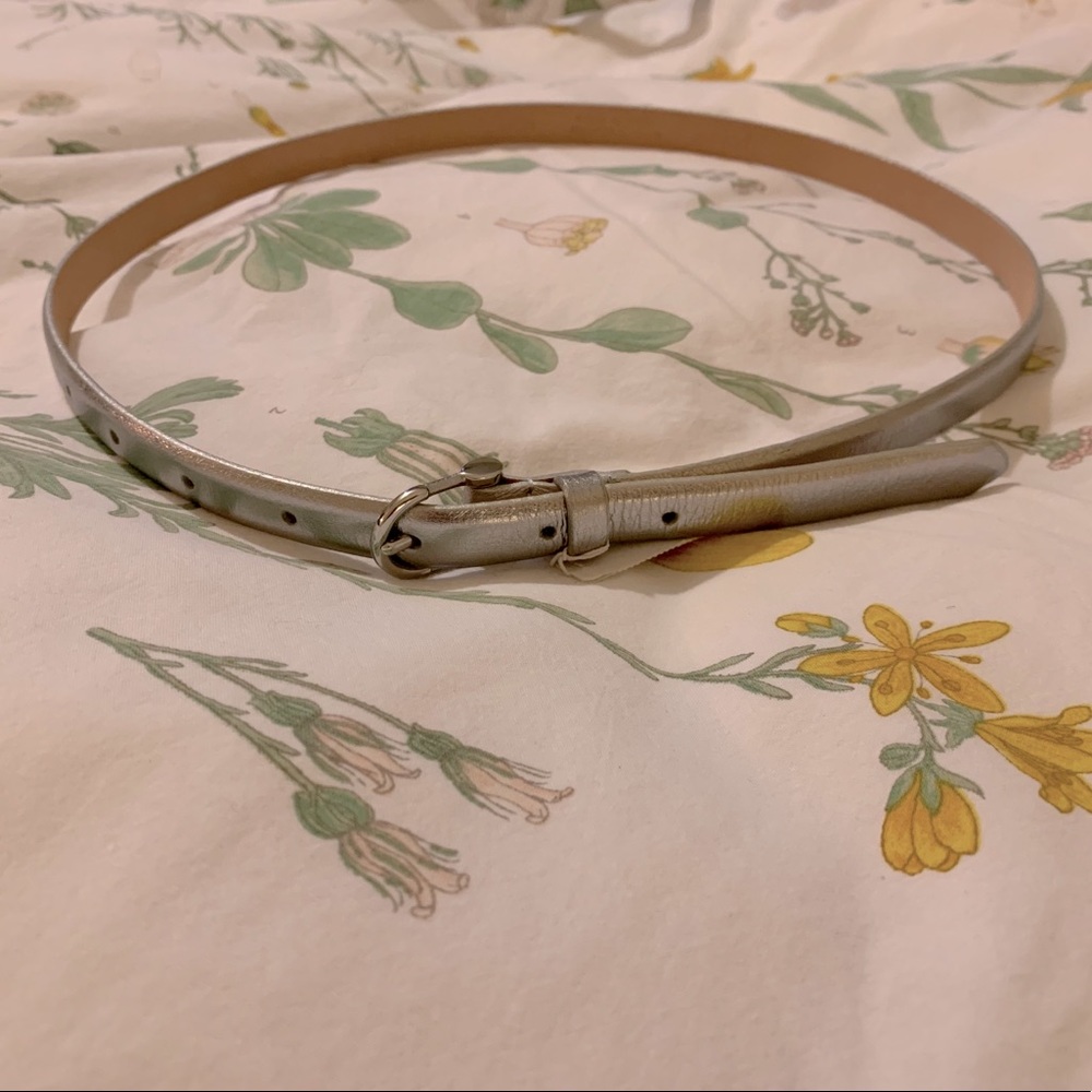 Silver skinny leather belt